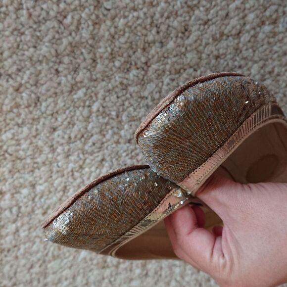 Rene Caovilla gold tone sequin satin ballet flat size 37.5 - Picture 12 of 16